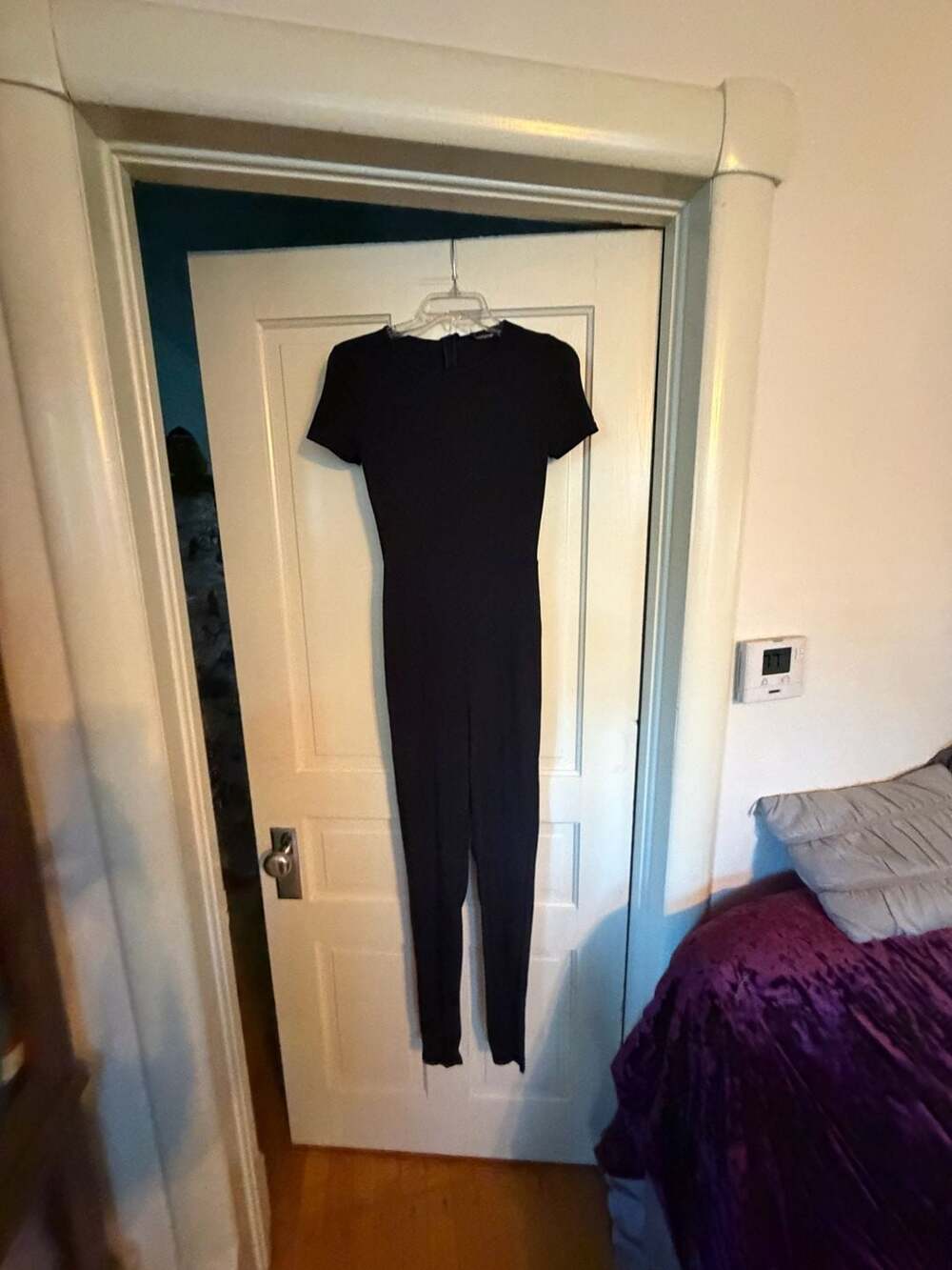PrettyLittleThing Short Sleeve Ribbed Jumpsuit Black UK 10 US 6